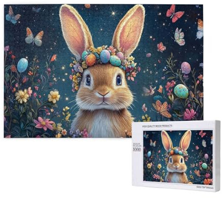Puzzle 1000 Teile Tiere, Kreatives Buntes Holzpuzzle, Kunst-Puzzle Zum Ausstellen Mit Ostermotiven Im Märchenstil, DIY Moderne Wandkunst