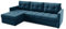 Sofello Ecksofa mit Schlaffunktion Samt mit Bettzeugaufbewahrung gestepptes Ecke Universelles Ecke mit Schlaffunktion IVIO (Manila 25 - blau)