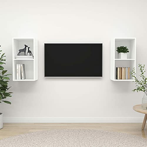 Snsowed TV-Wandschränke 2 STK TV Board, TV Sideboard, Lowboard Schwebend, Schrankhalterungen Wand,Schwebender TV-ständer, Wohnwand, Weiß Spanplatte