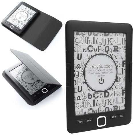 E Book Reader avec écran Eink 6in | Lecteur E Convivial E avec Cas de Protection | Mémoire 8G | Luminosité Réglable | Lecteur PDF Vidéo Audio Portable pour Les Enfants, Les
