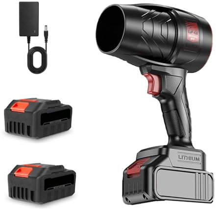 21V Akku Laubbläser, 40000 RPM Laubbläser mit 2 Akku und Ladegerät, Laubbläser kompatibel mit Makita 21V, Akku Gebläse für Gartenpflege, Rasenpflege und Schneeräumung