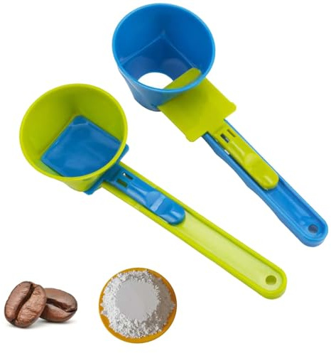 2PCS Funnel Protein Powder Scoop Anti-Spill Scoops with Sliding Base for Coffee & Sports Drink 2 in 1 Measuring Slide Scoop Funnel for Precise Measurement