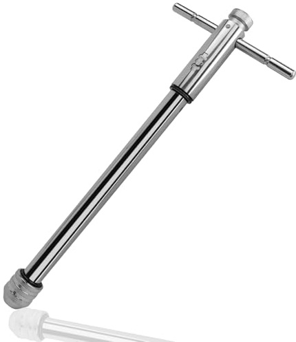 Treki Verstellbarer Ratschen-Windeisen mit T-Griff, Ratschengewindebohrer, verlängerter Gewindeschneider, Reibahle, Handschneidewerkzeug für M5-M12-Gewindebohrer, 290 mm