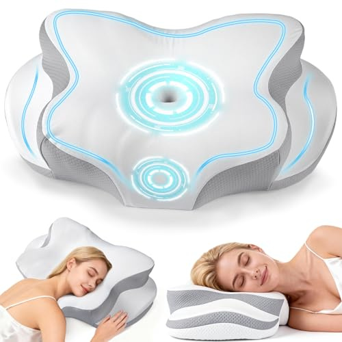 ZRSDIXKI Nackenkissen Kopfkissen - Memory Foam Kissen | Stabile Nackenstütze Schlafkissen Pillows for Sleeping - Nackenstützkissen für Seiten, Rücken & Bauchschläfer, Weiß