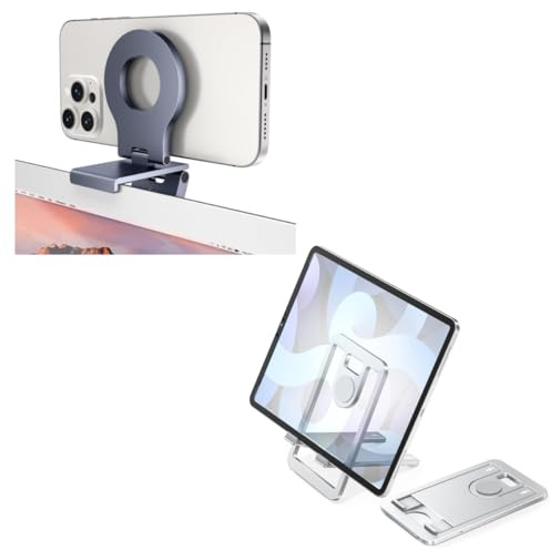 Itramax Continuity Camera Mount Magnetic iPhone Webcam Holder for MacBook & iMac 1-Pack & Foldable Adjustable Tablet Stand for Desk iPad iPhone Kindle 1-Pack
