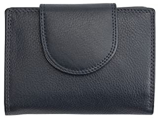 Josephine Osthoff Geldbörse Damen Wiener Schachtel, Platz für 11 Karten, Minibrieftasche mit Münzfach, Portemonnaie Herren Geldbeutel aus echt Leder mit RFID-Schutz (934), Farbe:Marine