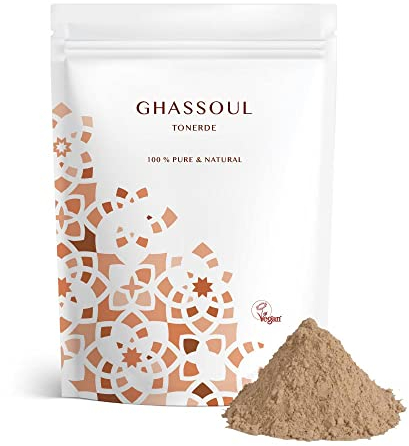 1 kg Ghassoul/Rhassoule Wascherde Pulver, Lavaerde für Haar- & Körperpflege, Marokkanische Premium Tonerde, Natürlich & Vegan, Bio vegane Peeling, Heilerde, Sauna