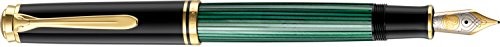 Pelikan 986414 Kolbenfüllhalter Souverän M 800 mit Bicolor-goldfeder 18-K/750, Federbreite EF, 1 Stück, schwarz