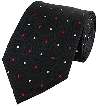 Fabio Farini - Herren Krawatte in 6cm/8cm Breite - Eleganter Breiter Schlips für jeden Anlass - 8cm Schwarz Rot Weiß