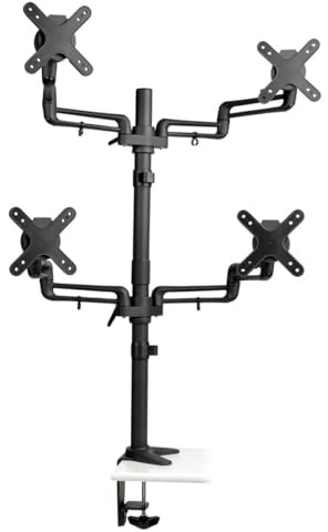 Tripp Lite DDR1327SQFC 4-Fach Monitorhalterung mit Tischklemme und Zwei vollbeweglichen, flexiblen Armen für 13 bis 27 Flachbildschirme, schwarz
