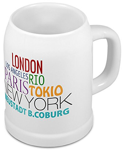 digital print Bierkrug mit Stadtnamen Neustadt b.Coburg - Design Famous Citys in The World - Städte-Tasse, Becher, Maßkrug