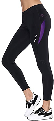 Santic Fahrradhose Damen Gepolstert Lang Radhose Damen Lang Radlerhose Damen Gepolstert auch für MTB Violett EU XL