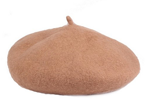 Licus Klassische Baskenmütze aus Wolle, für Damen, einfarbig, warme Beanie-Mütze Gr. Einheitsgröße, camel