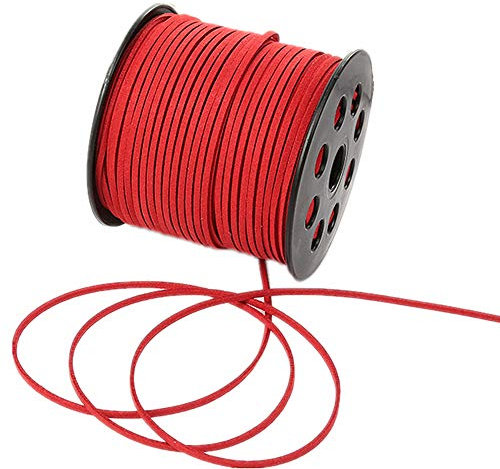 91 Meters Faux Suede Lace String Soft Beading Cord Thread Velvet Ribbons for Bracelet Necklace Bohe Headress Jewelry Making Dream Catchers Gift Wrapping Supplies(Red)