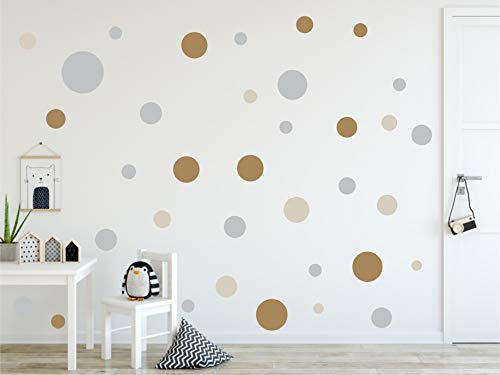 Timalo® 60 Stück Wandtattoo Kinderzimmer bunte große Kreise Pastell Wandsticker – XL Aufkleber Punkte | 73080-SET2-60