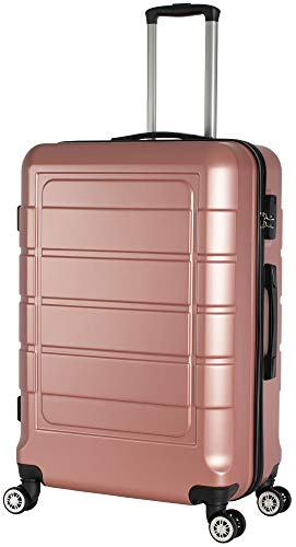 Cahoon - Hartschalen-Koffer Trolley Handgepäck Reisekoffer Kofferset 4 Rollen M-L-XL-Set 201 (Rose-Gold, Großer Koffer)