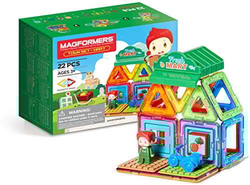 Magformers Town Minimarket Set. Magnetic Building Blocks Make Different Shops With Play Character. STEM Toy And Roleplay Toy For Creativity.