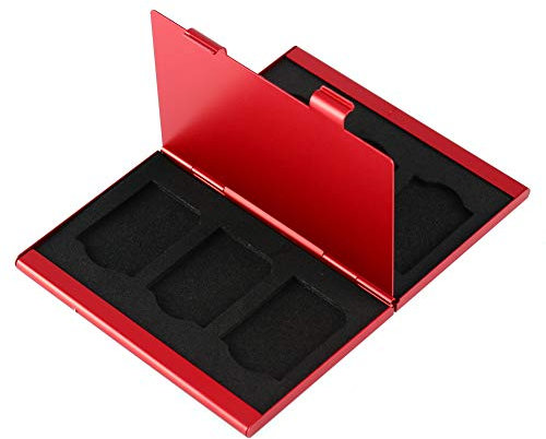 VBESTLIFE Memory Card Case, Portable Aluminum for 6pcs SD Memory Cards Storage Box With EVA pad in The Case, Easy Carry Storage, Suitable for Photography Lovers