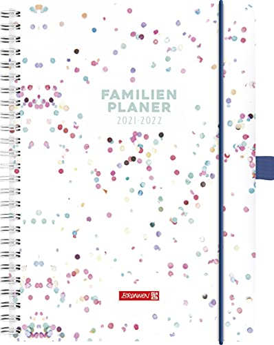 BRUNNEN 1070290012 Familienplaner 2021/2022 (18 Monate) „Dots“ 2 Seiten = 1 Woche, Blattgröße 14,8 x 21 cm, Buchgröße 15 x 23 cm, Hardcover
