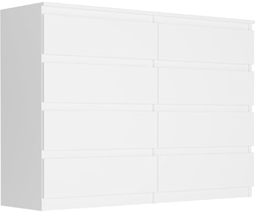 Framire Kommode mit Schubladen Weiß, 140 x 40 x 98 cm - Modern R140S8