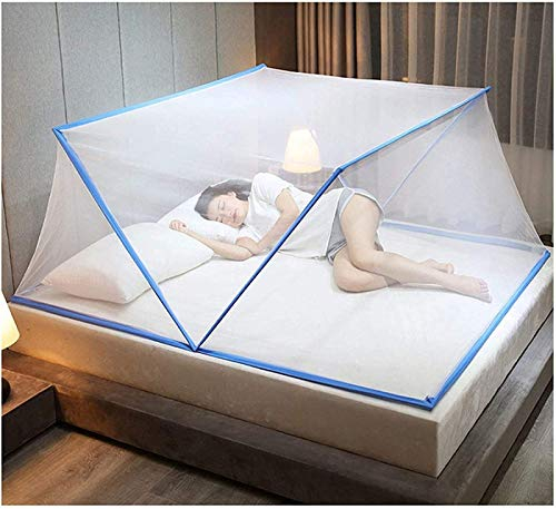 SXJC Klappbares Moskitonetz Zelt für Erwachsene und Kinder, Tragbar für Bett, Familienhaus und Schlafsaal - Skyblue, 160×190×80cm