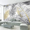 Tapete 3D Wandbild Nordische Schwarze Und Weiße Goldene Blätter Einfach Fototapete 3D Effekt Vliestapete Wohnzimmer Schlafzimmer Wanddeko 400cmX250cm