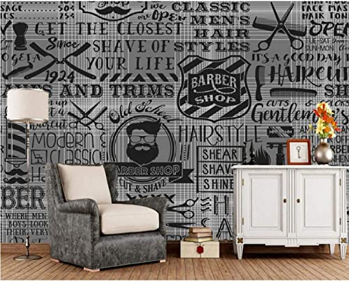 Bdwtsvoksrk Benutzerdefinierte Vintage-Tapete,Barber Shop-Elemente für die Wand des Barber Shop-Sofas,Wohnzimmer-Tapeten-Wandbild