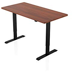 - AGIL - Elektrisch Höhenverstellbarer Schreibtisch - Schwarzes Gestell mit Einzelmotor & Walnuss Tischplatte - 140 x 70 cm -stufenlos verstellbar - Ergonomischer Sitz-steh-Schreibtisch