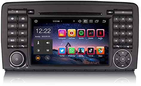 Erisin 7 Zoll 8-Kern 4GB+64GB Android 14 Autoradio 2Din mit GPS Navigation für Mercedes R-Klasse W251, Bluetooth 5.0 Kabelloses CarPlay Android Auto DSP WiFi DAB+ OBD2 USB FM CD Player Canbus SWC