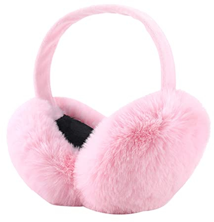 IHCEMIH Ohrenschützer Damen Ohrenschützer Winterzubehör Flauschig Plüsch Faltbar Erwachsene Outdoor Thermo-Ohrenwärmer Skifahren Laufen Ohren Schutz vor Wind Kalt Modisches für Mädchen Herren Rosa