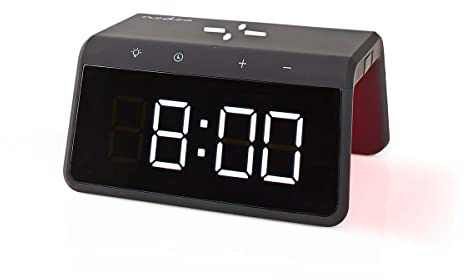 Nedis Wecker Kabelloses Ladegerät, Qi Zertifiziert, 5/7.5/10 / 15 W, USB-A Stecker, Nachtlicht, 2 Alarmzeiten, Snooze-Funktion - Schwarz