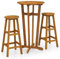 vidaXL Bar Set 3-TLG., Rund Bartisch Set mit Holzrahmen, Sitzgruppe Essgruppe für Innen Außen, Bistro Set Stehtisch, Massivholz Akazie