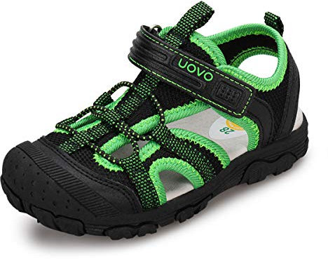 UOVO Jungensandalen, Kinder-Sandalen, Wandern, athletisch, geschlossener Zehenbereich, Strand, Sommer, Sandalen für Jungen, schnelltrocknend, grün/schwarz, 24 EU