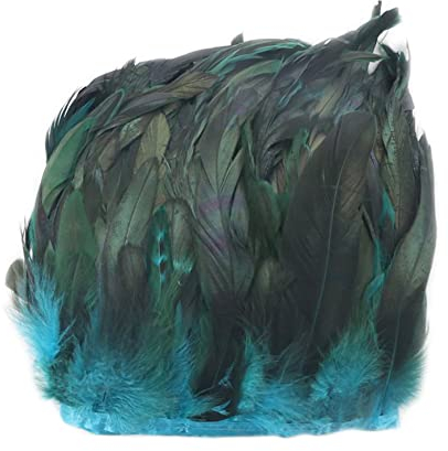 Sctmda Ribete de Flecos de Plumas de Gallo 2 Metros - Adorno de Plumas para Manualidades - Franja Recortar