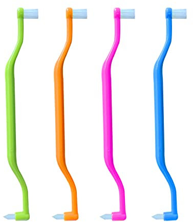 Kieferorthopädische Zahnbürste Doppelendige Zwischenraumbürste Winzige Büschelzahnbürste für Zahnimplantate, Zahnspangen und Detailreinigung der Zähne, 4 Stück (4D-2)
