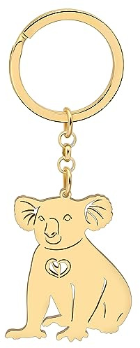 YAYAKO Porte-clés Koala Australie en Acier Inoxydable Portefeuille Porte-clés Voiture Bijoux de Mode Ours Koala Cadeaux Femme Filles Charms
