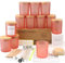 MILIVIXAY Lot de 12 pots à bougies en verre rose mat de 350 ml avec couvercles et kits de fabrication de bougies – Pots à bougies vides en vrac pour la fabrication de bougies – Conteneurs à épices,