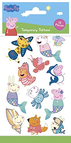 Tattoos für Kinder als Mitgebsel, Geschenk oder Spiel | Frozen Paw Patrol Minions Dinos Cars etc | Aufkleber Sticker Kindergeburtstag Geburtstag, Farbe: Peppa Pig