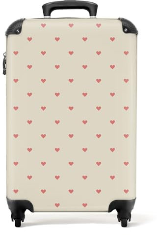 NoBoringSuitcases.com® Handgepäck, Hartschalenkoffer mit TSA Schloss, Trolley, Reisekoffer, Carry on, Rollkoffer, Klein oder Mittelgroß Beige Rosa