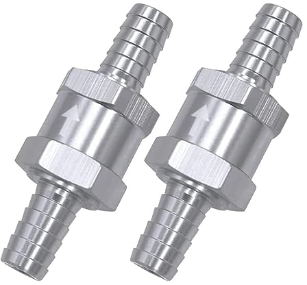 Treki 2PCS Clapet Anti-retour de Carburant 10mm Clapet Anti-Retour Gasoil Clapet Anti Retour Unidirectionnel Valve à Carburant en Alliage d'aluminium pour Essence Diesel Voiture Bateau Moto