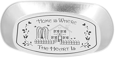 Topyond Camping Food Serving Tray, Pattern Designed Fruit Plate, Tinplate Camping Tableware Portable Dinner Fruit Plate for Outdoor Picnic(Cafe style)