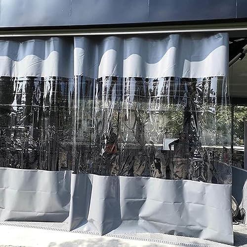 Durchsichtige Außenplanenvorhänge,Mit Ösen,Pergola Terrasse Pavillon Veranda Carport Wasserdichte Transparente Plane Seitenteile,Wetterfest Trennwand Vorhänge,Anpassbar,W×H-1.8×1.8m(5.9*5.9ft)