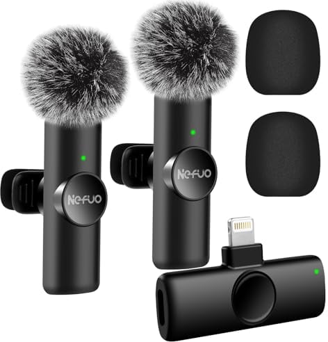 Nefuo Kabelloses Lavalier Mikrofon für iPhone/iPad, Plug-Play Mini Lavalier Mikrofon Wireless für Interviews, Videos, Podcasts, Vlog, YouTube, TikTok, Live-Streaming (Lightning/Keine App)