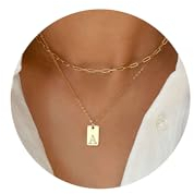 TINGN Gold Kette mit Buchstaben Kette Damen, Vergoldet Personalisierte Gold Kette mit Buchstaben A Kette Damen Gold Layered Buchstaben Halskette Damen Gold Schmuck Damen Geschenke für Frauen Mädchen