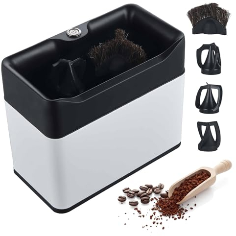 json2xml Espressomaschinen-Reinigungsmaschine für 51 mm und 58 mm Siebträger/automatische Kaffeesatz-Reinigungsmaschine, Kaffeesatz automatisch entsorgen, mit Bürste und 3 Schabern