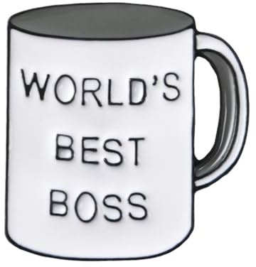 Épinglette en émail avec citation amusante « World's Best Boss » en émail en forme de tasse personnalisée en alliage - Broche créative pour tasse de dessin animé - Broche en émail pour vêtements -