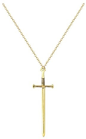 BELUCKIN Punk Sword Cross Pendant Necklace Retro Gothic Long Dagger Knife Necklace Hip Hop Jewlry for Men Women, Zinc, No Gemstone