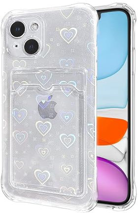 HOKIAMCN Case for iPhone 14 Back Card Holder Phone Case Shockproof Protective Ultra Slim Clear Soft TPU Transparent Wallet Case Cover with Card Slot for iPhone 14