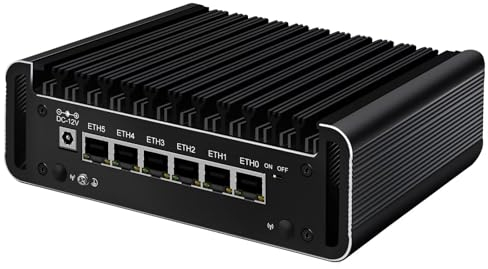 AIOPCWA Micro Firewall Appliance, Mini PC, N100 Fanless Router PC, 6 x 2.5GbE i226V LAN, Support Router OS, OPN-Sense, Windows, Linux, Barebone, NO RAM, NO Storage, Without OS