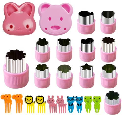 24 pièces d'emporte-pièces pain légumes Set pour enfants emporte-pièces forme animaux emporte-pièces pain légumes emporte-pièces fourchettes à fruits sandwiches coupe-légumes inox pour enfants